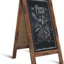 A Frame Chalkboard by HBCY Creations: 40x20 Solid Wood A-Frame Sign Rustic Brown Double-Sided Magnetic Board, Chalkboard Menu Board, for Restaurants, Cafés, Weddings - Heavy Duty Hinges