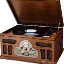 SoundBeast All-in-One Turntable with 3-Speed Record Player, Bluetooth, CD, Cassette Tape, AM/FM Radio, USB, Built-in Speakers, Handmade Wooden Exterior