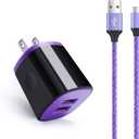 Charger Plug Micro USB Cable Compatible for Samsung Galaxy S7 S6 J7 J7V J3 J3V J8 J5 A6 A10 Note 5 4,LG K50 K40 K30 K20 V10,Moto E6 E5 G4 G5,Tablet,Wall Charging Block Fast Charging Android Phone Cord (Purple)