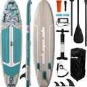 11ft Inflatable Stand Up Paddle Board, Wood Grain Ultra Lightweight SUP, 430lb Capacity for Adults Youth Family, for Fishing Surfing Camping, Includes Backpack & Pump