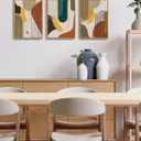 PHOPAGO Boho Abstract Framed Wall Art Modern Minimalist Luxury Gold Line Artwork Kitchen Dining Room Decor 11x14in Natural Framed