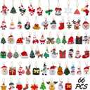 WILLBOND 66 Pieces Mini Resin Christmas Ornaments Christmas Tree Ornament with 65.6 Feet Gold Embroidery Thread for Xmas Hanging Decoration