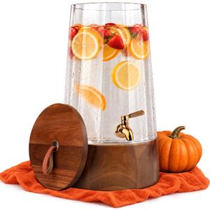 FOODLE Glass Drink Dispenser with Spigot - Beverage Dispenser with Stand