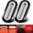 2pcs 6" inch Clear Lens Oval Red 52 LEDs Trailer Lights w/Flange Surface Mount Halo LED Brake Stop Turn Running Tail Lights【Patented】 Submersible IP67 for Boat Truck/RV/Van, DC 12V