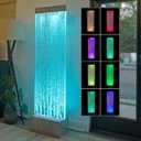 Alpine Corporation MLT134SL Indoor Floor Bubble Wall Water Fountain with Color-Changing LED Lights and Remote, 72", Silver