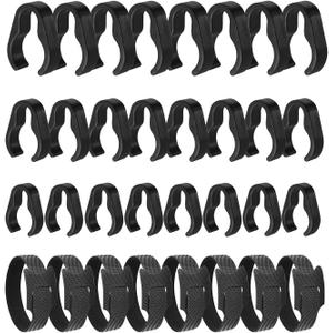 Microphone Stand Cable Clips - Boom Pole Cable Clips Clamp Plastic Mount - Multiple Sizes with Cable Ties (32 PCS)