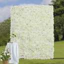 White Artificial Flower Wall Backdrop: 7.5ftx3.74ft Roses Wall Background Panels 3D Floral Wall Decor for Wedding Anniversary Party
