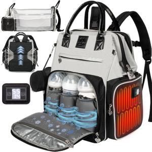 Award-Winning Eco-Friendly Smart Diaper Bag with Changing Station  2025 Evergreen Winner, Premium All-in-One Backpack, Patent Pending, Heated Bottle Pockets, Trusted by Parents, Seen in Top USA Media (Black/Gray)