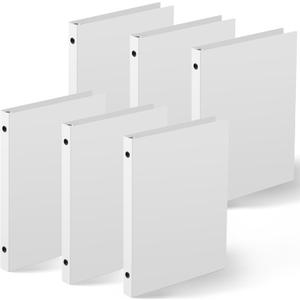 Henoyso 6 Pcs Plastic 1/2 Inch Mini 3 Ring Binders Fits 5.5" x 8.5" Paper, Holds(Capacity 100 Sheets), Flexible Three Round Rings Small White A5 Binders Bulk for School, Office Use, Photo Album