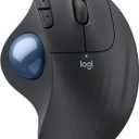 Logitech Ergo M575S Wireless Trackball Mouse, Wireless Ergonomic Mouse with Bluetooth and Encrypted Dongle, Comfortable Thumb Control, Precise and Smooth Tracking, for PC/Mac - Graphite Blue Ball
