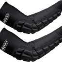 Frelaxy Padded Elbow Forearm Sleeves 2 Pack Compression Crashproof Arm Pads for Football Basketball Volleyball Soccer (Small, Black)