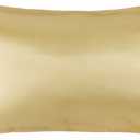 Nature Silk Pillowcase 14x20 Inches Champagne Double Side 19 Momme Thick Silk Pillowcase for Hair and Skin 36x51CM 100% Mulberry Silk Bed Pillow Cover Toddler Size, Golden, 1 Piece