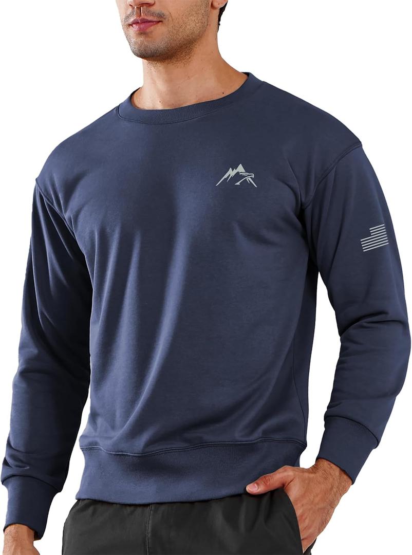 NORTHYARD Men's Crewneck Sweatshirt Long Sleeve Cotton Sweat Shirt Lightweight Athletic Workout Sport Gym Running Sweatshirts (Navy,Small)