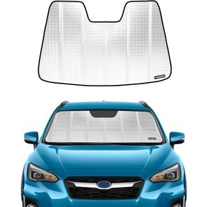 Pigenius Windshield Sun Shade for Subaru Crosstrek 2018-2023, Impreza 2017-2021 with Eyesight Driver Assist. Reflective Aluminum Film Front Window Sunshade - BLAZBLOCK