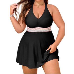 NIeyook Womens Plus Size Swimsuits 2 Piece Color Block Tankini Tummy Control Bathing Suits with High Waist Shorts 2025, Size 18W