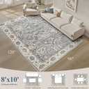 Area Rugs 8x10 for Living Room - Washable Soft Large Vintage Rug Non-Slip Stain Resistant Traditional Stain Resistant Indoor Floor Low Pile Carpet for Bedroom Dining Room or Home Office - Blue Multi