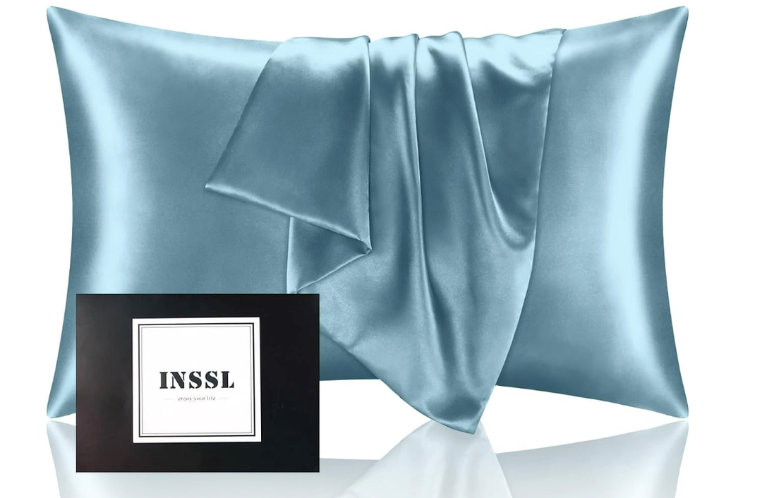 INSSL Silk Pillowcase for Women, Mulberry Silk Pillowcase for Hair and Skin and Stay Comfortable and Breathable During Sleep Silk Pillow Cases (Blue Gray,Standard)