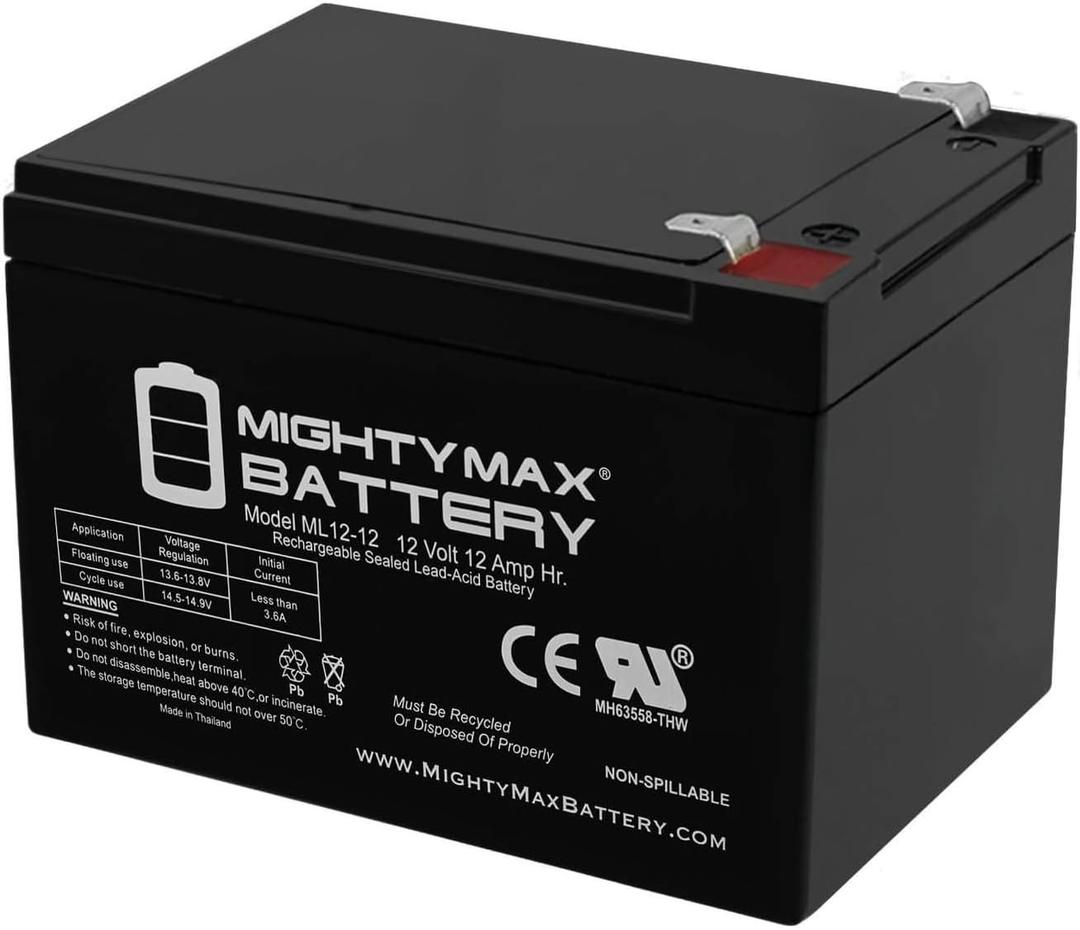 Mighty Max Battery ML12-12 - 12 Volt 12 AH SLA Battery Brand Product, Black
