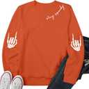 HEBBE Spooky Season Sweatshirts Halloween Ghost Sweatshirt Women - Halloween Graphic Crewneck Tops Casual Sweater (Orange, XXL)