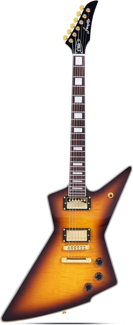 Firefly FFLX Solid Body Electric Guitar,Mahogany Guitar body,Stainless steel and ball end frets,rosewood fretboard(Vintage Sunburst Color)
