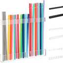 9.5 Large Acrylic Straw Holder for Cabinet Door Straw Organizer Dispenser with Double-Sided Tape Tumbler Storage Kitchen Accessories Container for Counter Cupboard(Transparent)