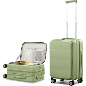 Hanke Hardside Expandable Carry On Luggage, 20 Inch Top Opening Trunk Luggage's with Spinner Wheels, All-PC Hard Shell Carry-On Suitcase, Lightweight & TSA Airline Approved (Bamboo Green, 46L)