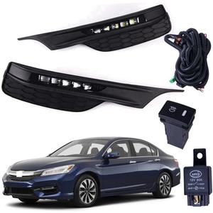 Pair Of Fog Lights Lamps Replacement For Honda Accord 2016-2017 with Cover + Switch + Wiring Kit Replaces HO2592142 HO2593142 33900T2AA21 33950T2AA21 71102-T2F-A61 71112-T2F-A61 HO2599102 HO2598102