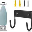 BiJun Ironing Board Holder Wall Mount, Ironing Board Hanger with 5 Inch Length, Iron Board Hook Wall Mount for Laundry Rooms (Black)