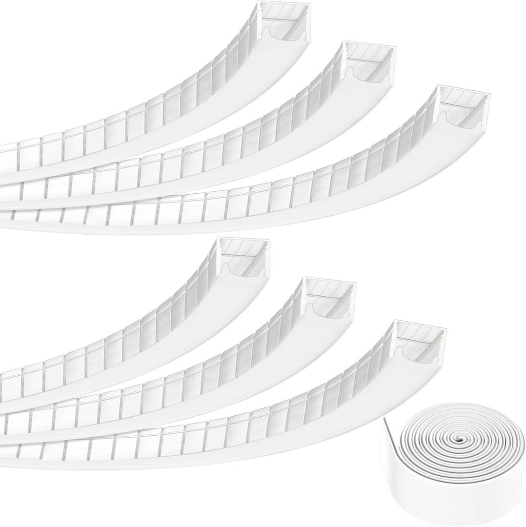 6-Pack 3.3Ft/1M Flexible Bendable Drywall LED Channel, Recessed Trimless U Shape LED Aluminum Channel for Curved Lighting Design, with 19.6Ft/6M Non-Cut Milky Silicone Cover