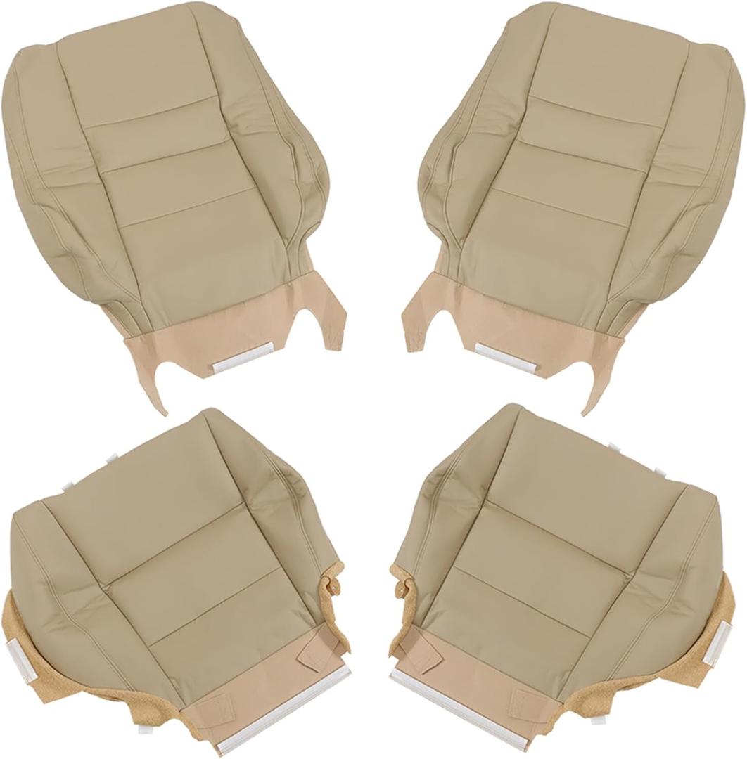 labwork Front Driver and Passenger Bottom and Top Backrest Tan Artificial Leather Seat Cover Replacement for Accord 2008-2012