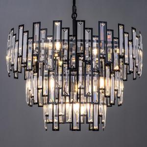 TOCHIC Chandelier, Modern Black Crystal Chandelier Light Fixture, 9 Light 3 Tiers Luxury Round Chandeliers High Ceiling for Living Room, Bedroom, Dining Room, Kitchen Island, Entryway, 24 inch