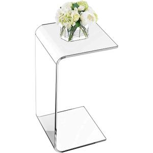 Acrylic C-Shape Side Table, Multipurpose Clear Laptop End Table for Bedroom, Living Room & Patio | 11.8 * 11.8 * 25.6IN (Transparent)