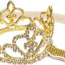 EleMirsa Baby Girl Infant Toddler Crystal Crown Tiara Gold Headband Baby Photography Headband Props, Gold