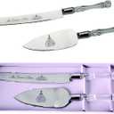 Lassos Boutique Mis Quince Aos Quinceanera Cake Serving and Knife Set, Sweet 15 Birthday Cake Cutting Set. Feliz 15 Anos Decoration, Acrylic Handle, Stainless Steel, Silver (Silver)