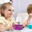 4 Pack Baby Bottle Handles, Silicone Bottle Handles for Dr Brown Wide-Neck Baby Bottles (White+Pink+Purple+Yellow)
