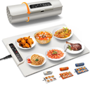 INNOWARMER Warming Mat for Food, Foldable Food Heating Mat, Silicone Electric Warming Tray - Full Surface Heating, Nano-Material, 3 Temp-Modes with Timer (White)