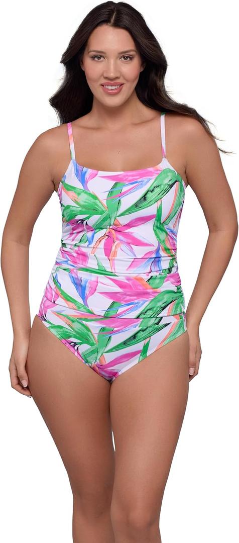 Women's Classic Swim Tankini (Large, Birds of Paradise Hot Orchid)