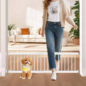 Dog Gate - 14" Tall Puppy Safety Pet Gates Easy to Step Over, Short Dog Gates, 16.5"-44" Adjustable Extra Wide, Metal Doggy Door for Passageway Stairs Kitchen Bedroom Indoor, Pressure Mounted