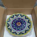 UNICASA Ceramic Dessert Plate Set of 4, 9 Inch Snack Plates with Scalloped Edges  Serving Dishes for Salad, Cake, Cheese, Vibrant Boho Decoration, Microwave & Dishwasher Safe