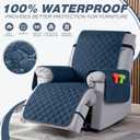 TAOCOCO 100% Waterproof Recliner Covers, Recliner Sofa Covers with Leg Straps, Reversible Recliner Couch Cover for Reclining Chair, Washable Couch Protector for Pets Kids(1 Seater 22", Ocean Blue)