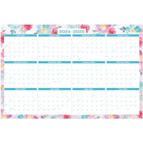 AT-A-GLANCE 2024-2025 Erasable Wall Calendar Planner, 24" x 36", Large, Academic & Regular Year, Dry Erase, Reversible, Vertical/Horizontal, Badge Floral (1710F-550SB)