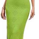 Fisoew Womens Crochet Swimsuit Cover Up Sleeveless Halter Neck Sexy Bodycon Backless Summer Knit Beach Vacation Maxi Dress, XXL