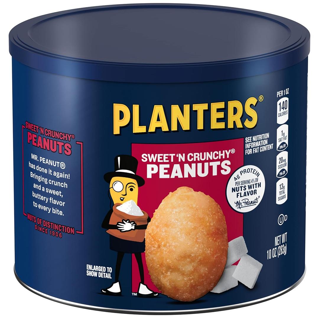 PLANTERS Sweet 'N Crunchy Peanuts, 10 oz. can (Pack of 6) (EXP 07/09/26)