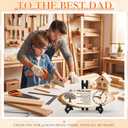Kenning 3 Pcs Dad Gifts for Fathers Day from Daughter Son, Daddy Birthday Gifts Includes Wooden Clock, World's Best Dad Card and Black Gift Bag for Daddy Papa Fathers Day Present