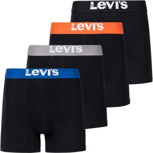 Levi's Mens Boxer Briefs Breathable Stretch Underwear 4 Pack (Black With Color Bands) S