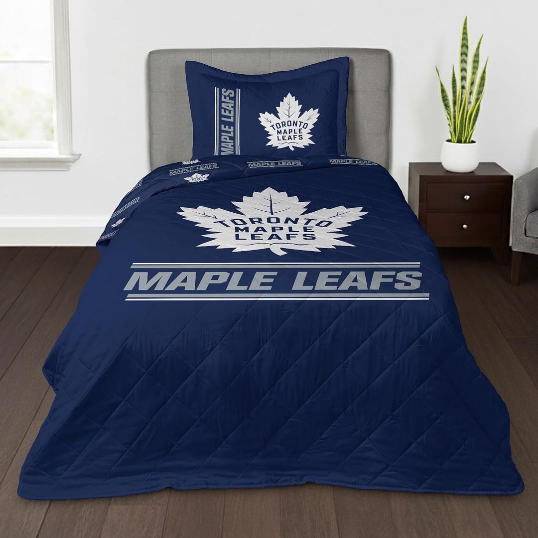 Northwest NHL Quilted Throw Blanket with Sham, Soft Cozy Bedding, All Seasons, 60 x 80 inches