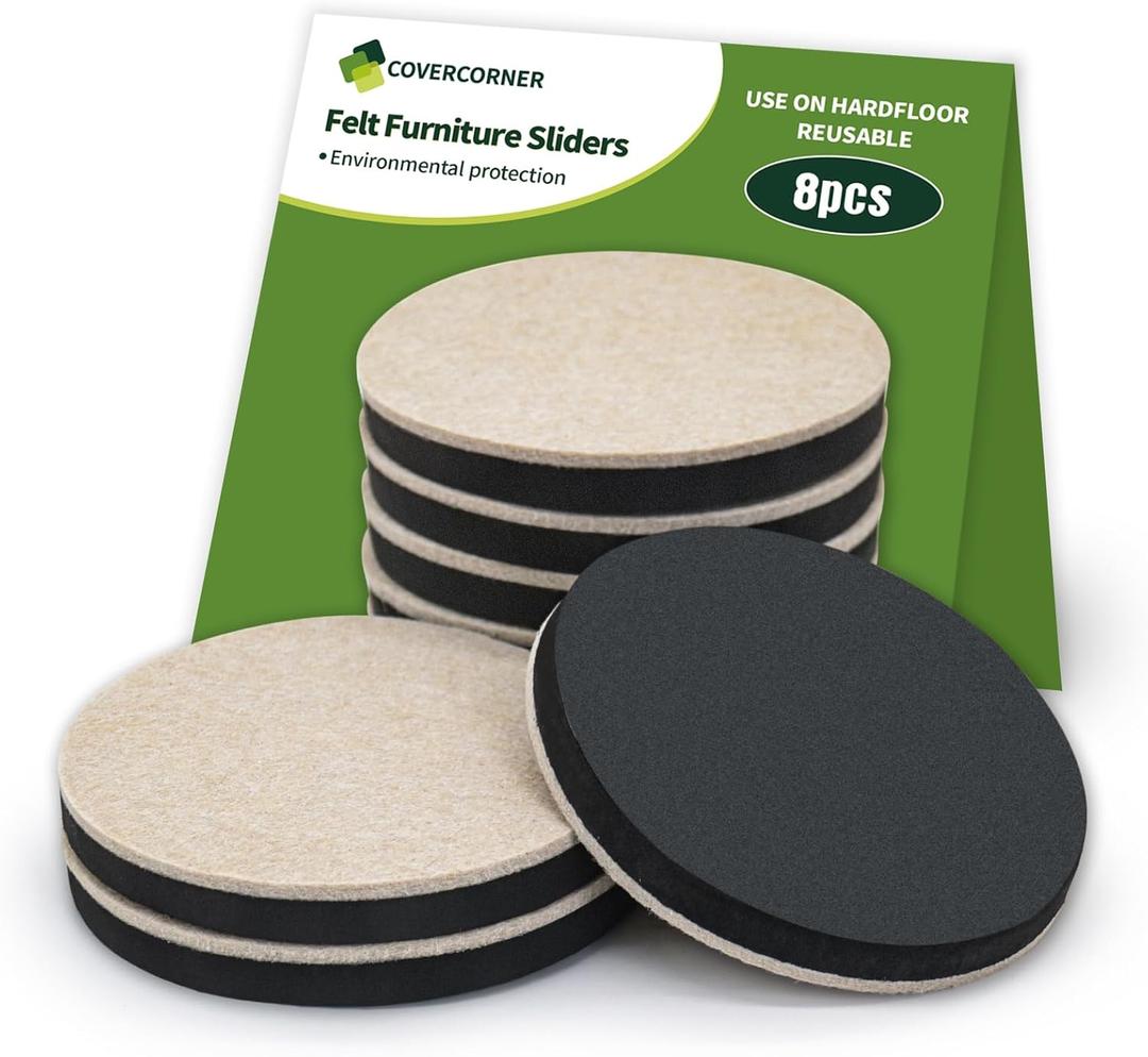 Furniture Sliders for Hardwood Floors 8 PCS - 4 3/4 inch Sliders for Moving Furniture  Felt Furniture Pads for Hardwood Floors