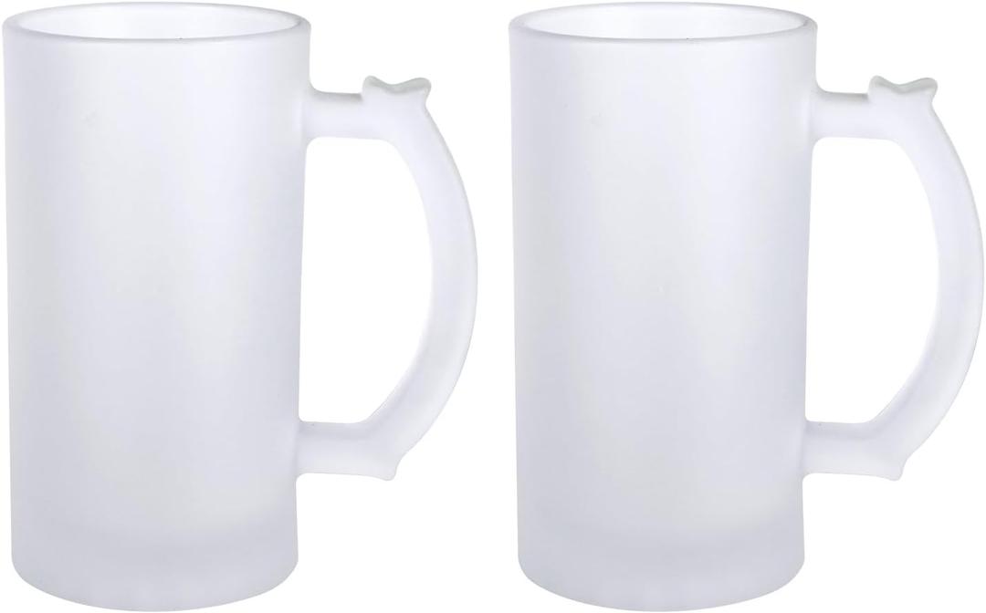 MAIKESUB 16 oz Frosted Beer Sublimation Clear Glass Beer Mugs Glass Coffee Mugs Birthday Christmas Valentine's Day Anniversary Present Ideas for Wife Husband Girl friend