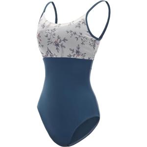 Women's Camisole Leotards for Ballet Girls Dance Costume (Ink Blue Flower), Small