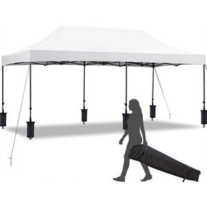 CABIHOME 10X20FT Instant Pop Up Canopy Tent, Beach Tent with One Push Setup, Heavy Duty Canopy Set, Waterproof & UV Protected, Outdoor Canopy for Commercial Events, Camping, Backyard Parties, White